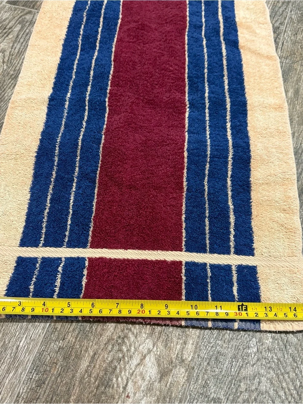 Vtg MARTEX New Splendor Stripe‎ Hand Towel MCM 70s Made USA Burgundy Navy 24x 15